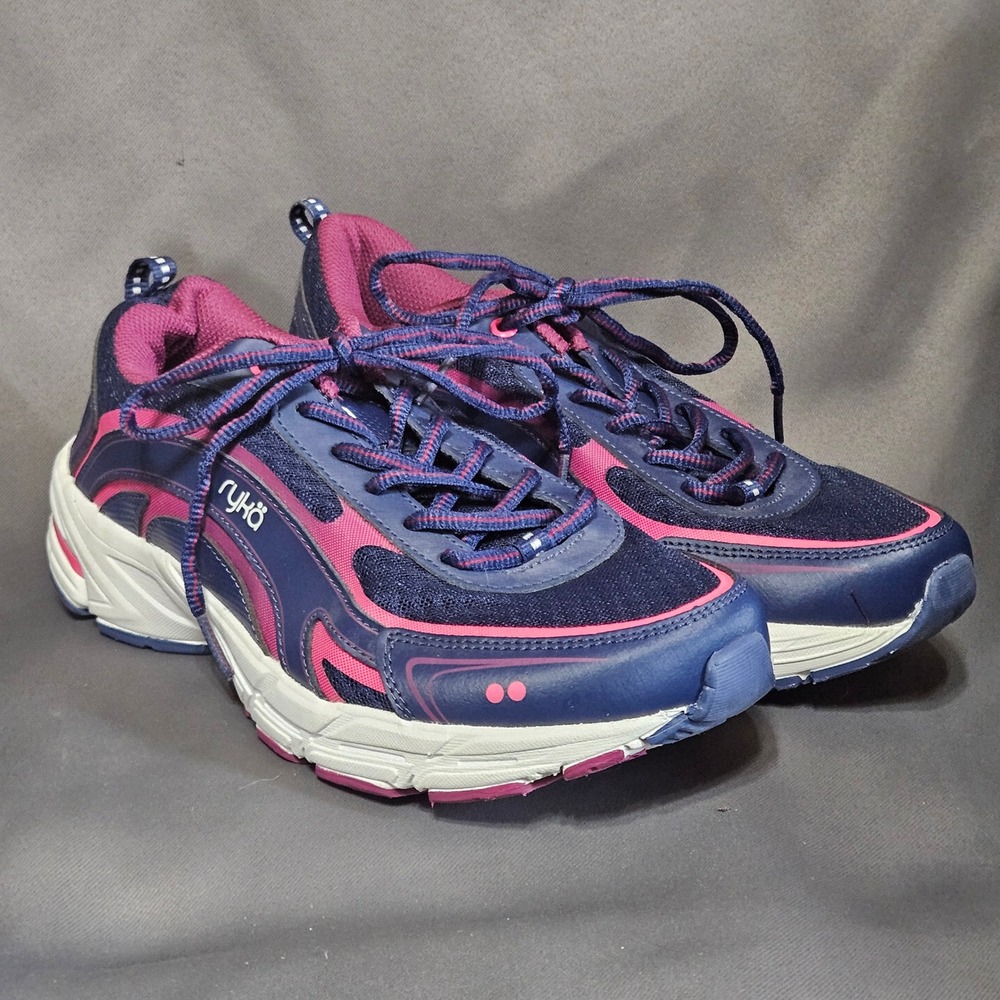 Ryka Inspire Womens Walking Shoes Navy Blue‎ Pink Memory Foam Sneakers 10W